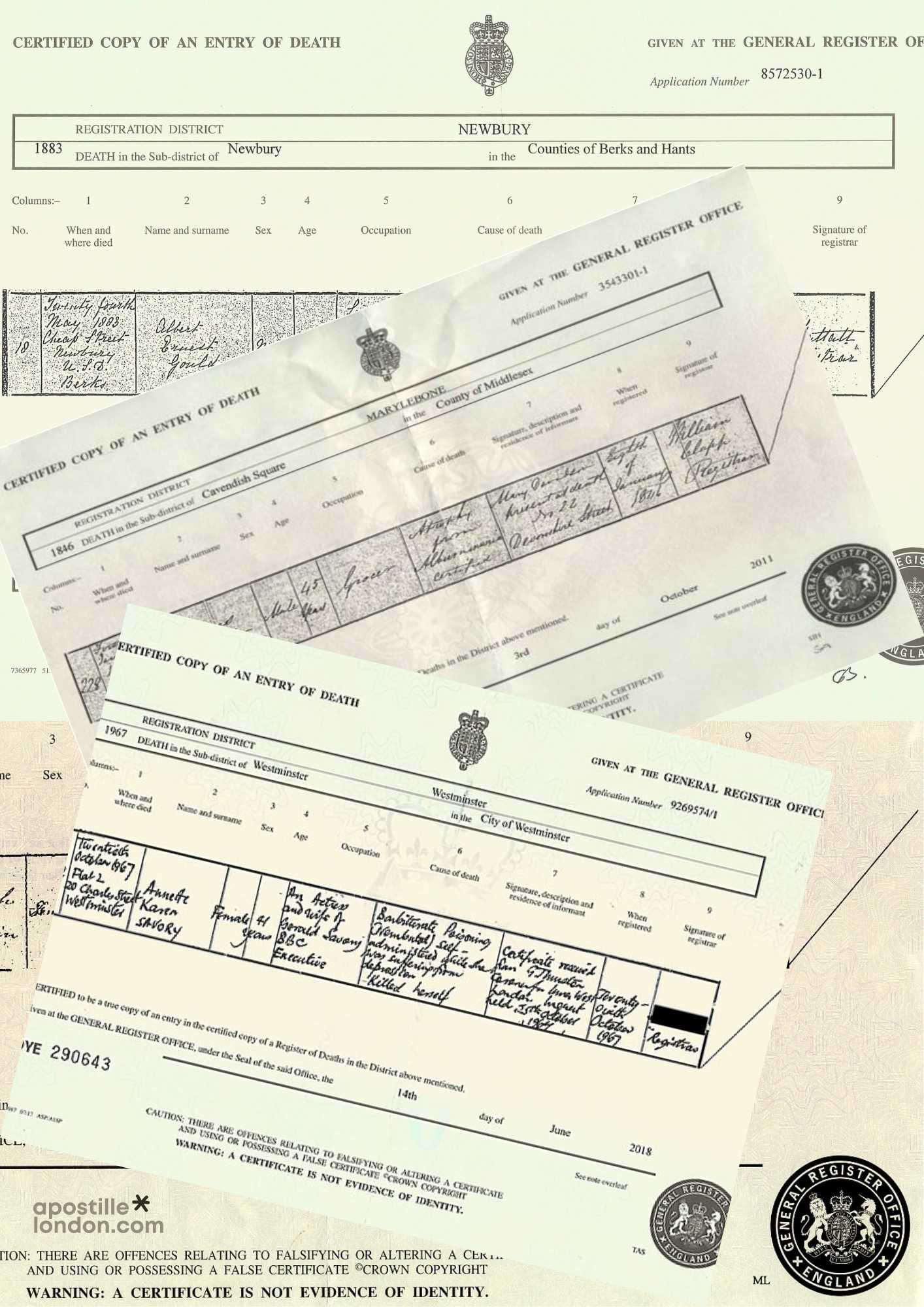 Example of what UK death certificates look like