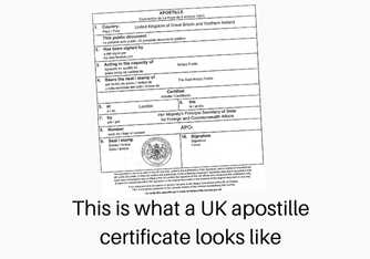 This is what a UK apostille certificate looks like