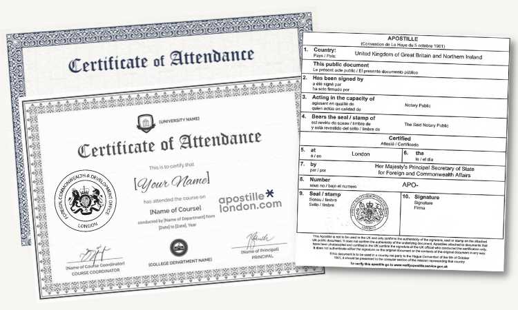 Certificate of attendance examples with apostille certificate
