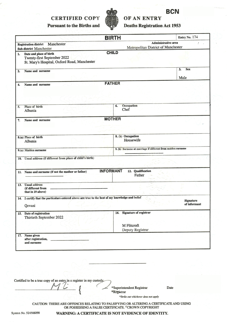 Uk Birth Certificate Sample Uk Birth Certificate Sample