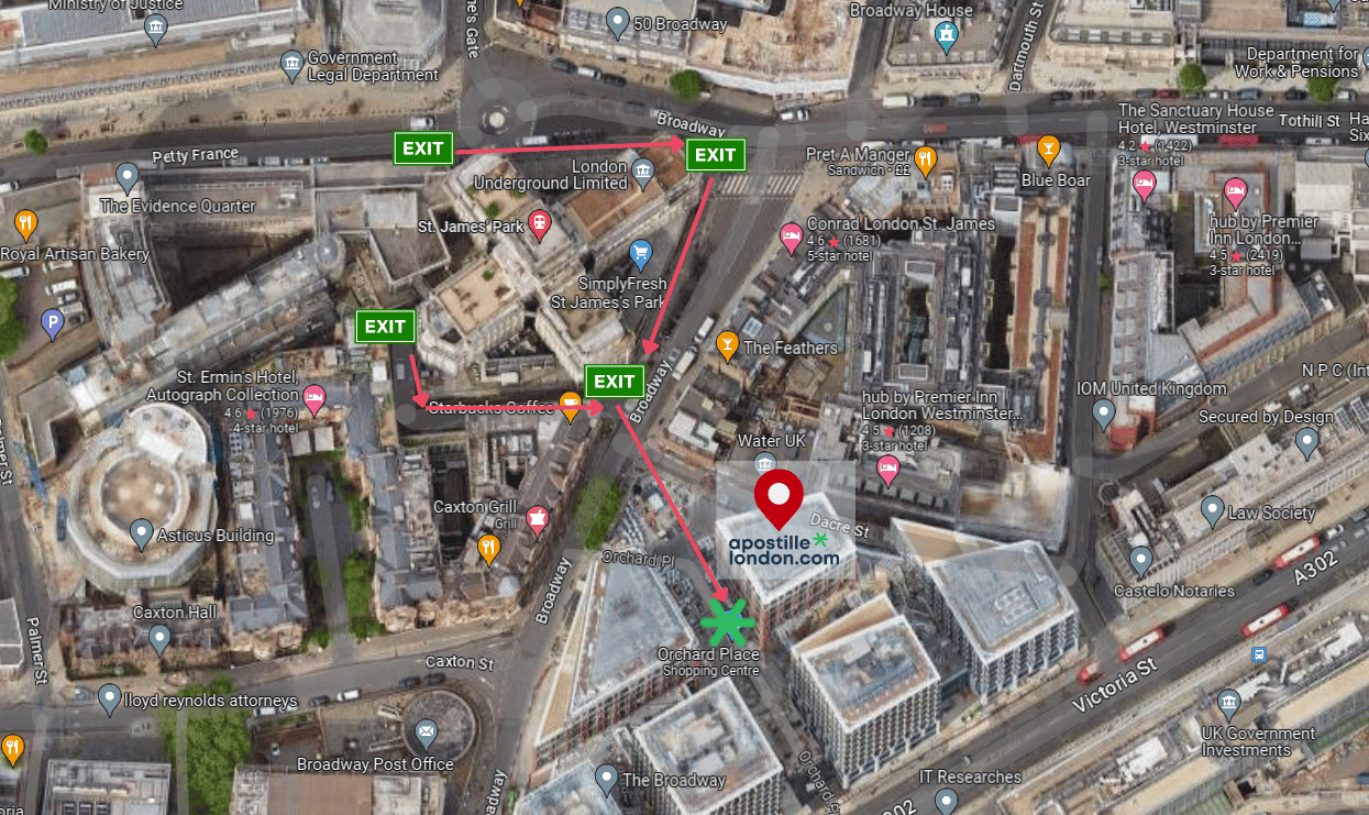 Directions from St James Tube Station Exits to 3 Orchard Pl SW1H 0BF