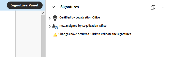 Signature Panel for e-apostille