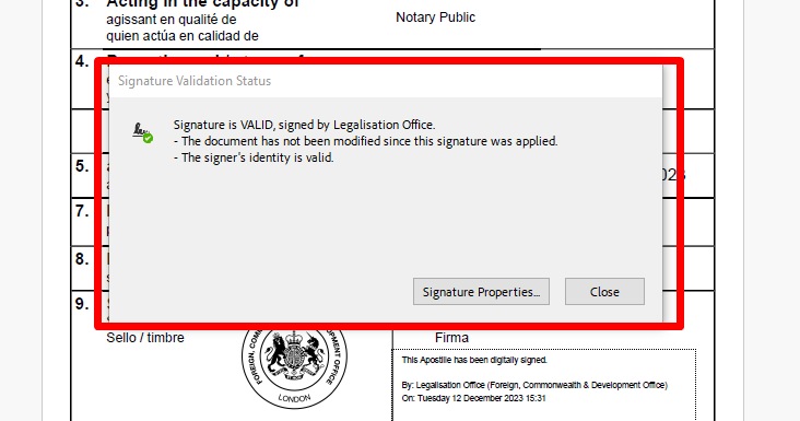 Signature Valid example