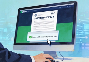 E-apostille certificate on a digital pdf