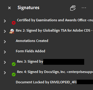 Multiple electronic signatures present