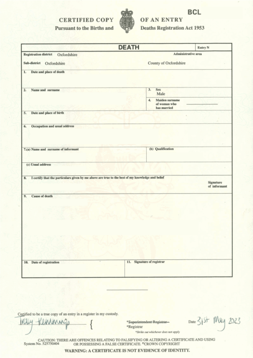 Apostille for Death Certificate