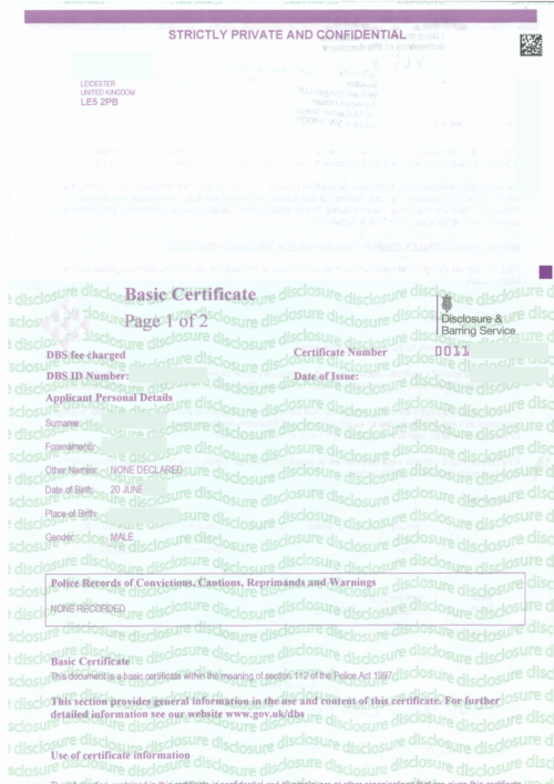 Apostille for a DBS Check
