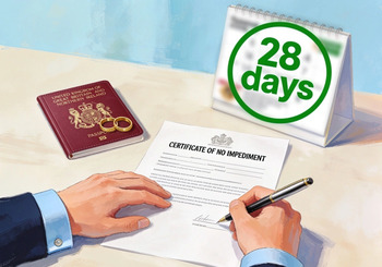 Signing Certificate of no impediment with passport and rings