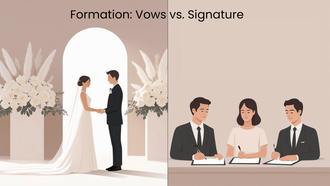 Comparison between marriage vows and civil partnership signing