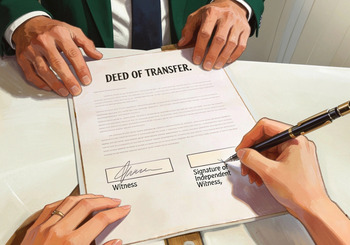Deed of transfer signing with witness