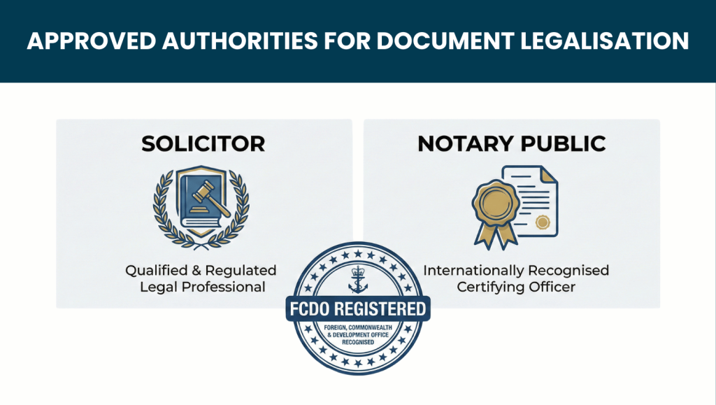 Approved professionals for certifying documents for overseas use