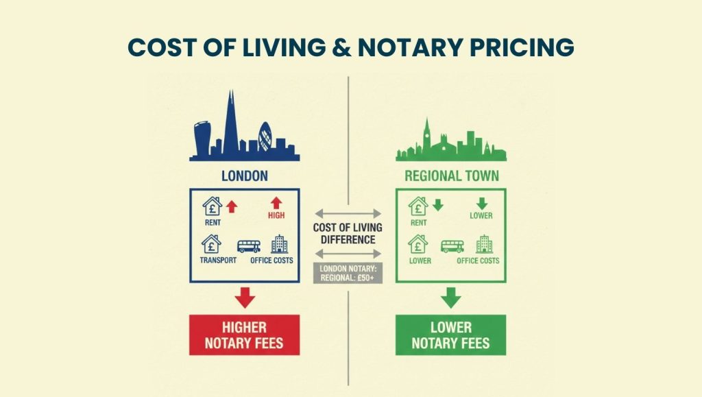 London cost of living notary pricing Impact of London cost of living on notary service pricing
