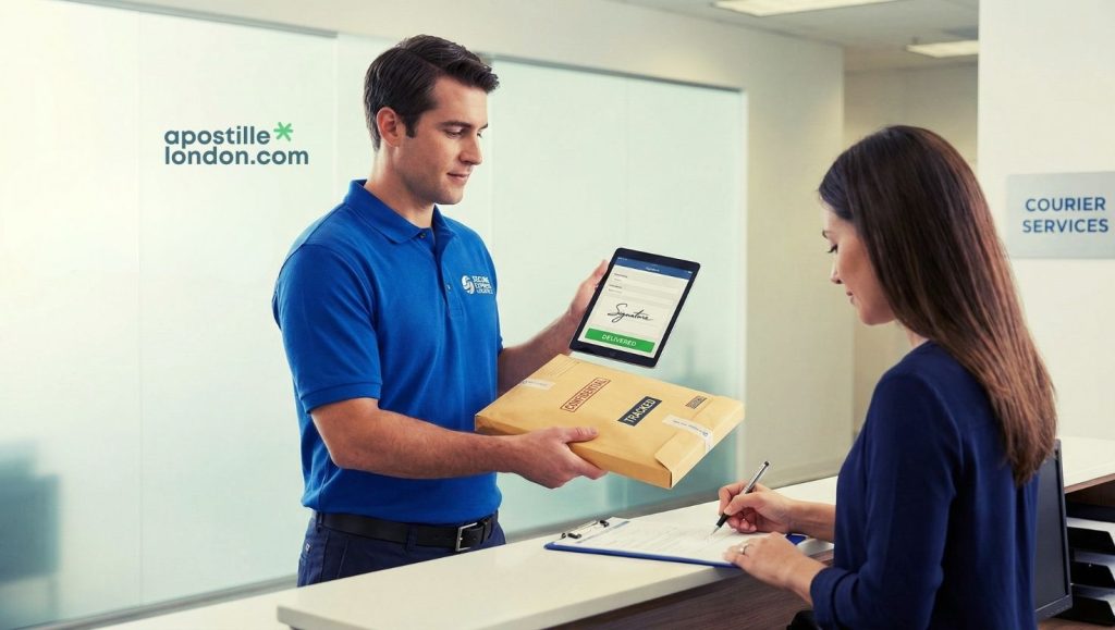 Secure courier service handling official documents for UAE attestation