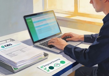 Person preparing documents for enhanced DBS check before starting a new job