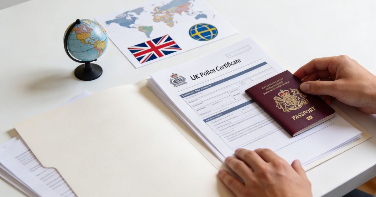 Uk certificate good conduct abroad Person preparing UK police certificate for use abroad as a certificate of good conduct