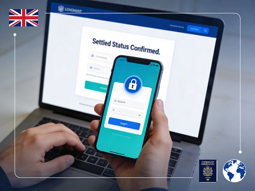 Person viewing proof of settled status in UKVI online account